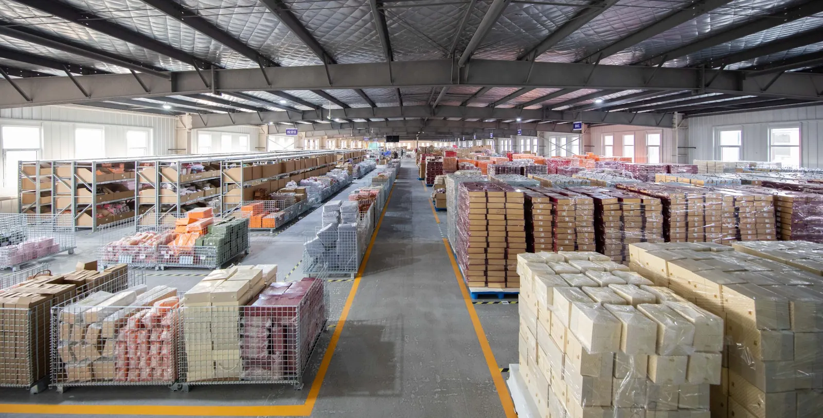 Finished goods staging warehouse before dispatch