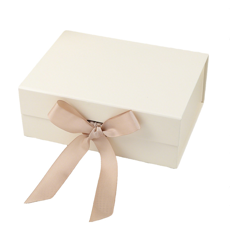 Colored Ribbon Rigid Lid and Base Gift Box