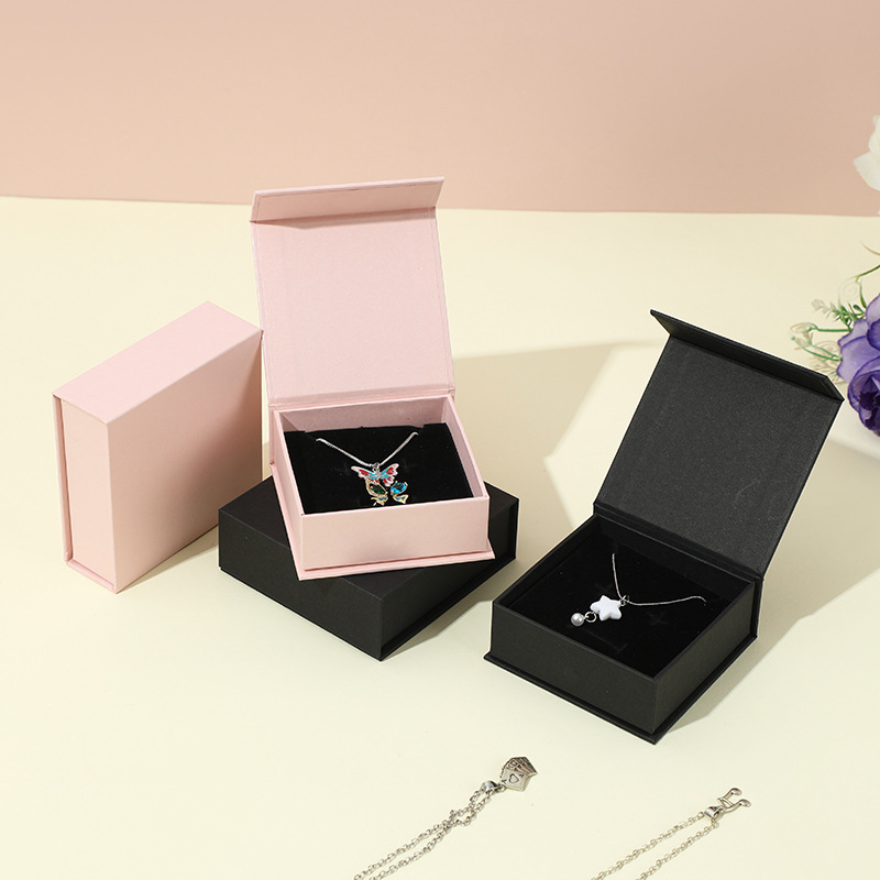 Pink and Black Hinged Jewelry Gift Box product gallery view 2 manufactured by LePopak