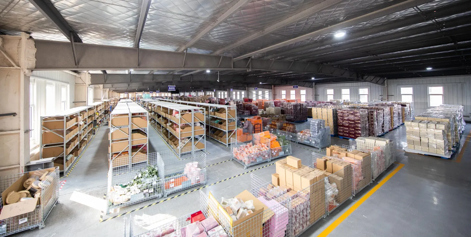 Organized finished gift box inventory warehouse