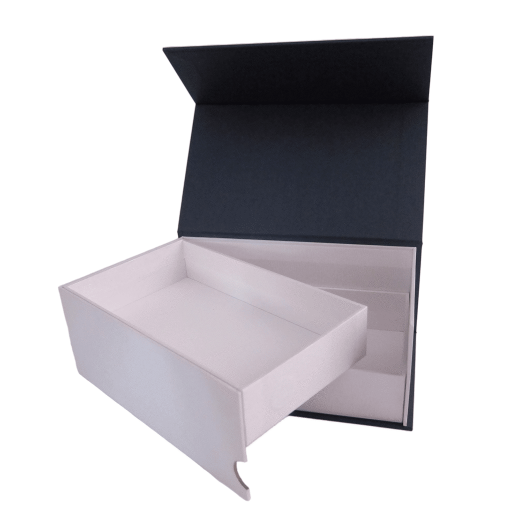 Dark Hinged Gift Box with a White Tray