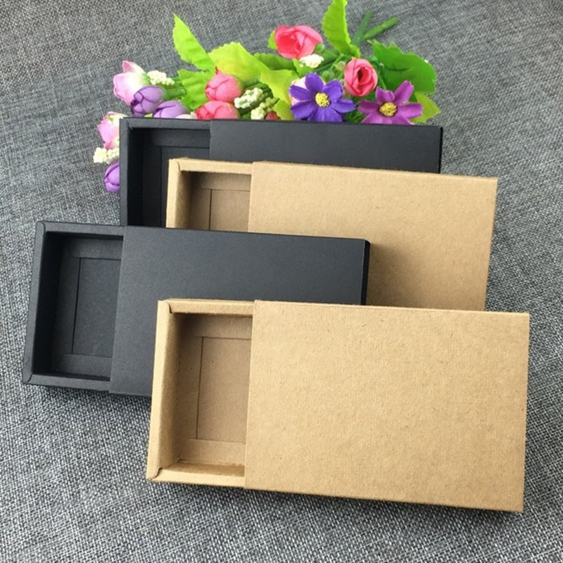 Kraft and Black Sliding Drawer Gift Boxes