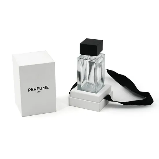 White Sliding Perfume Box with Black Ribbon