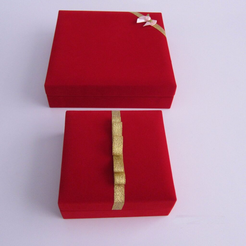 Red Fabric-Covered Jewelry Gift Box