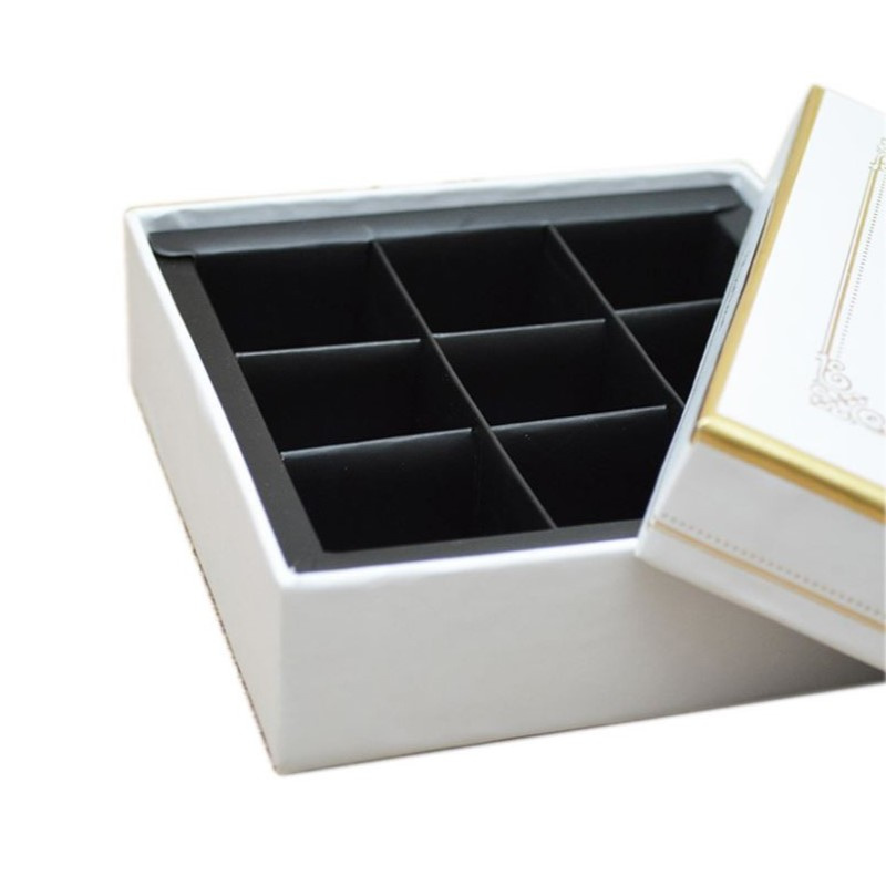White Gift Box with a Black Compartment Divider